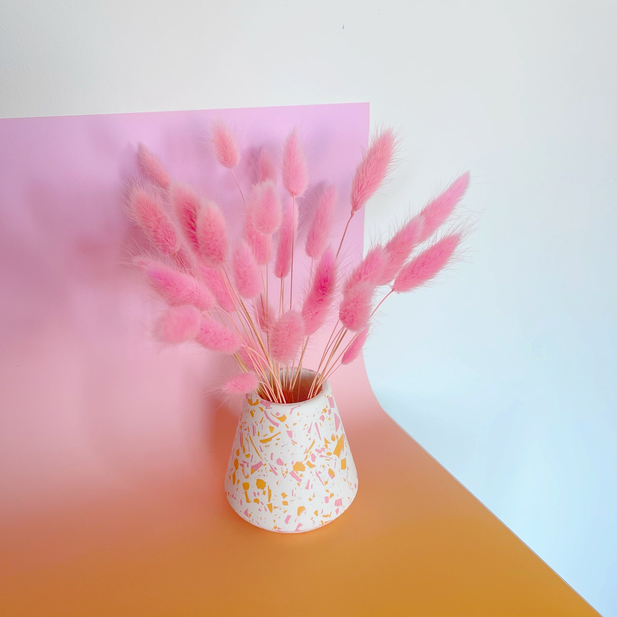 pink + orange terrazzo vase